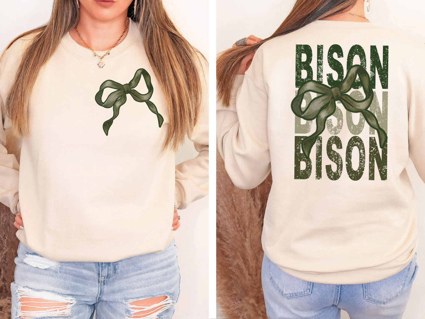 Bison Repeat Camo Green Bow Digital Download