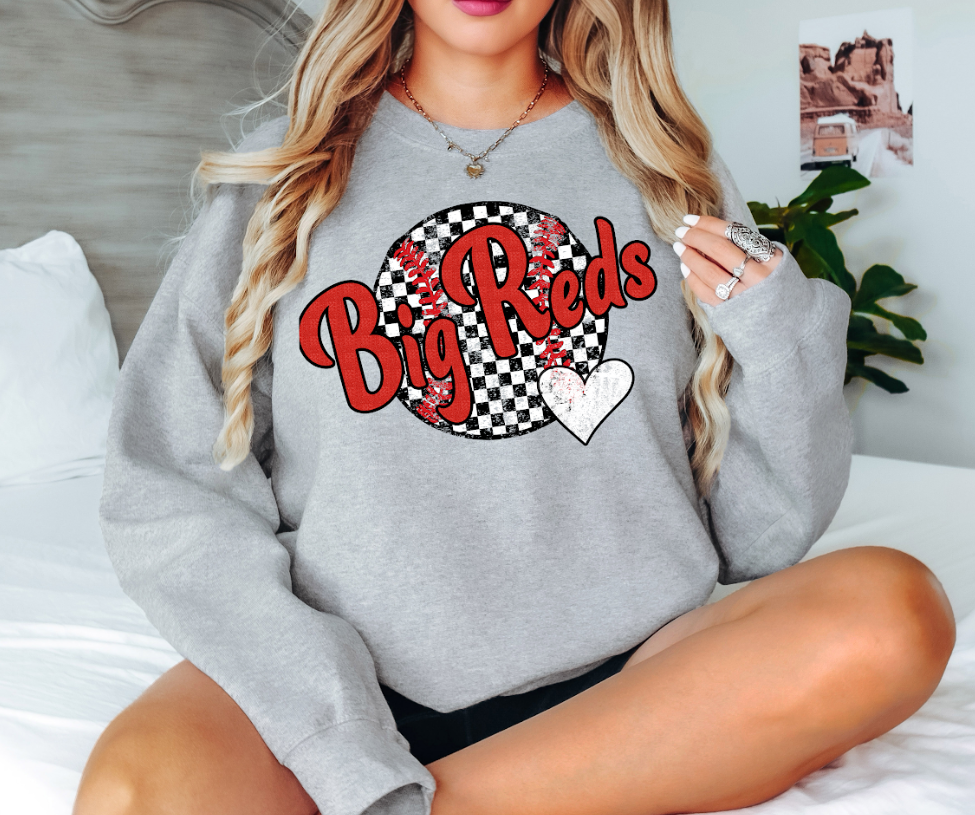 Big Reds Checker Baseball Heart Digital Download