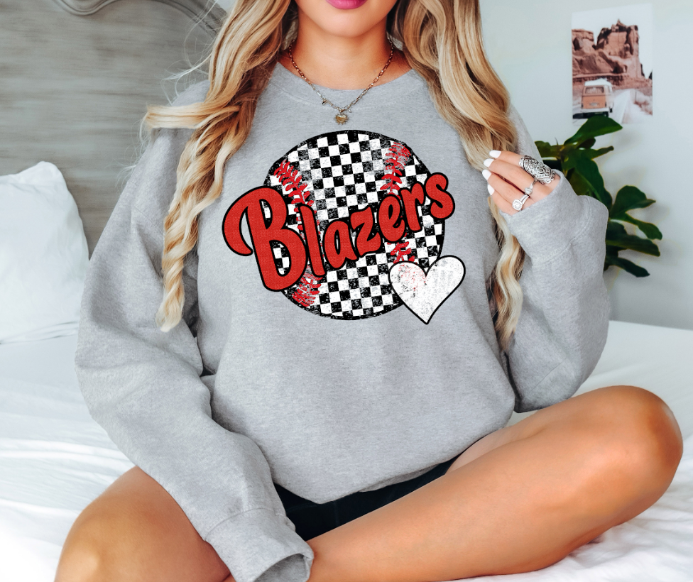 Blazers Checker Baseball Heart Digital Download