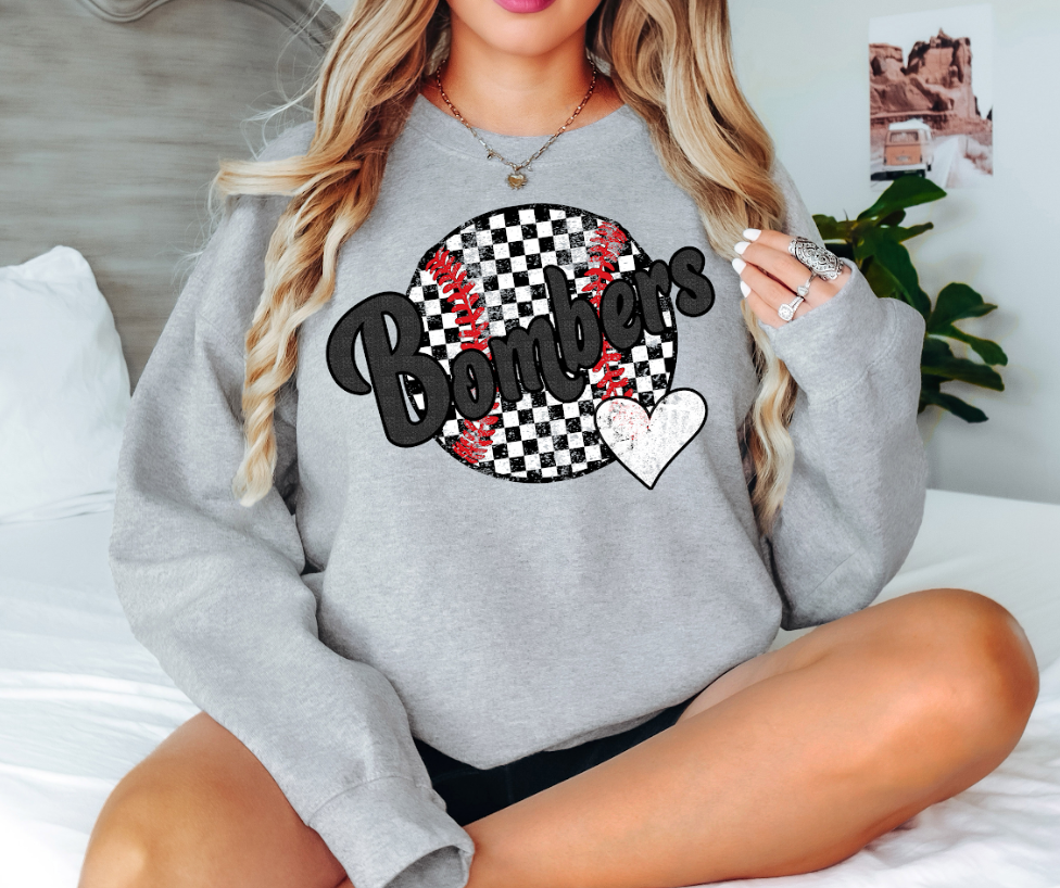 Bombers Checker Baseball Heart Digital Download