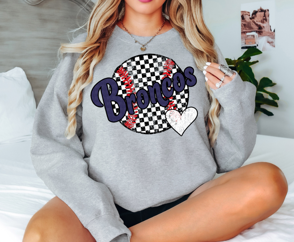 Broncos Checker Baseball Heart Digital Download
