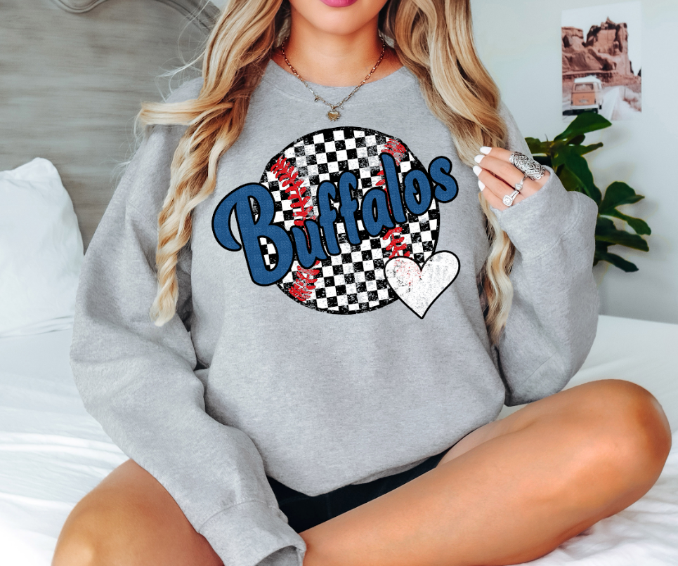 Buffalos Checker Baseball Heart Digital Download