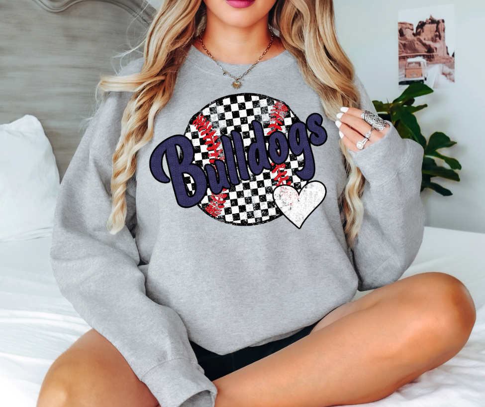 Bulldogs Checker Baseball Heart Digital Download