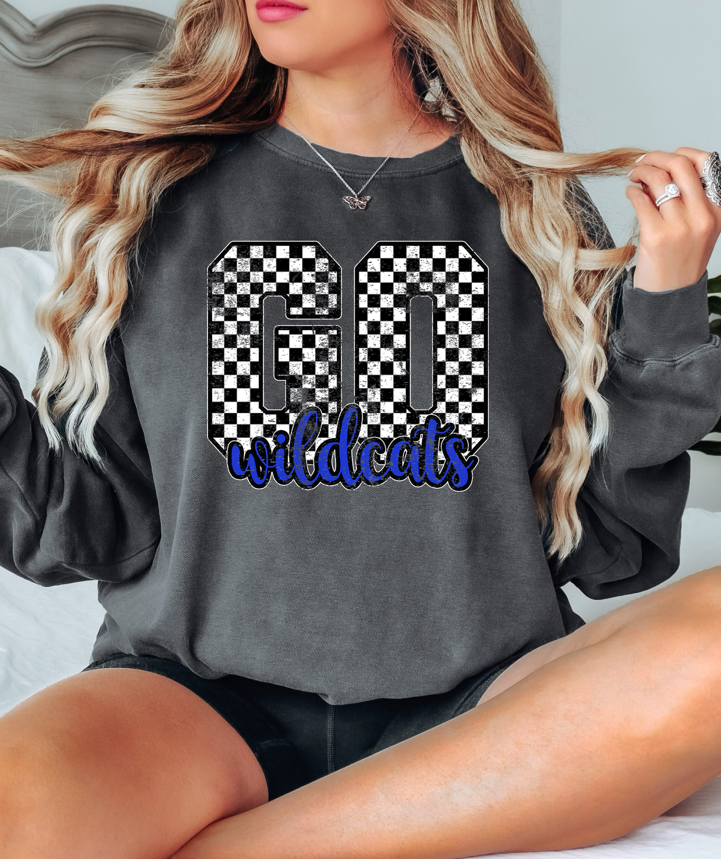 Go Wildcats Checker Distressed PNG Digital Download