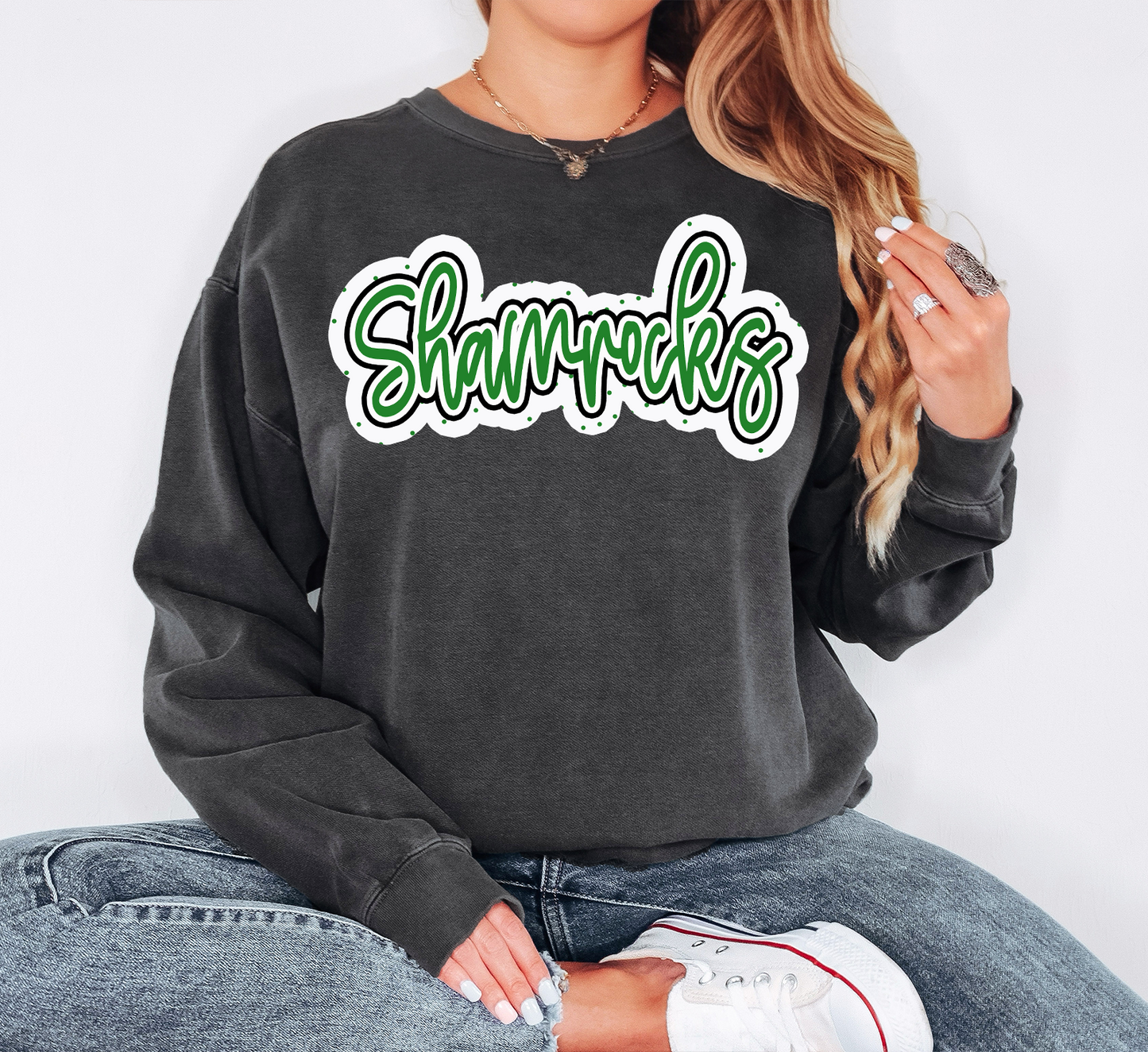 Shamrocks Outline Polka Dot Digital Download