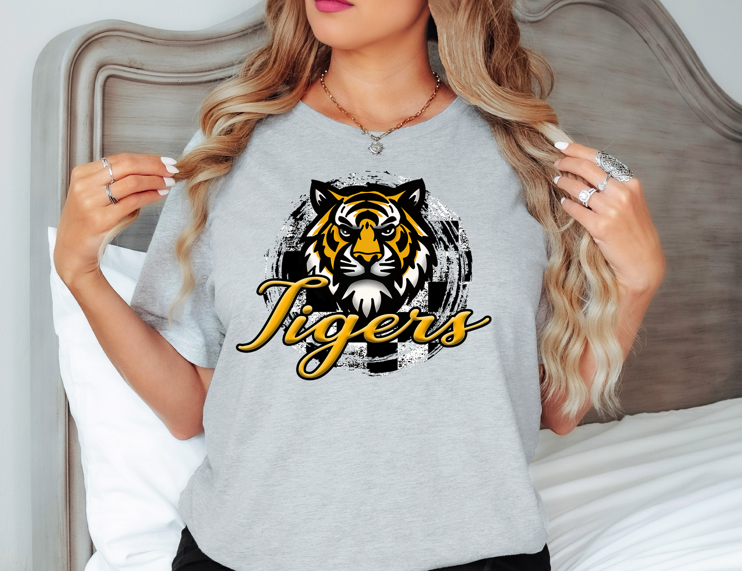 Tigers Checkered Background PNG Digital Download
