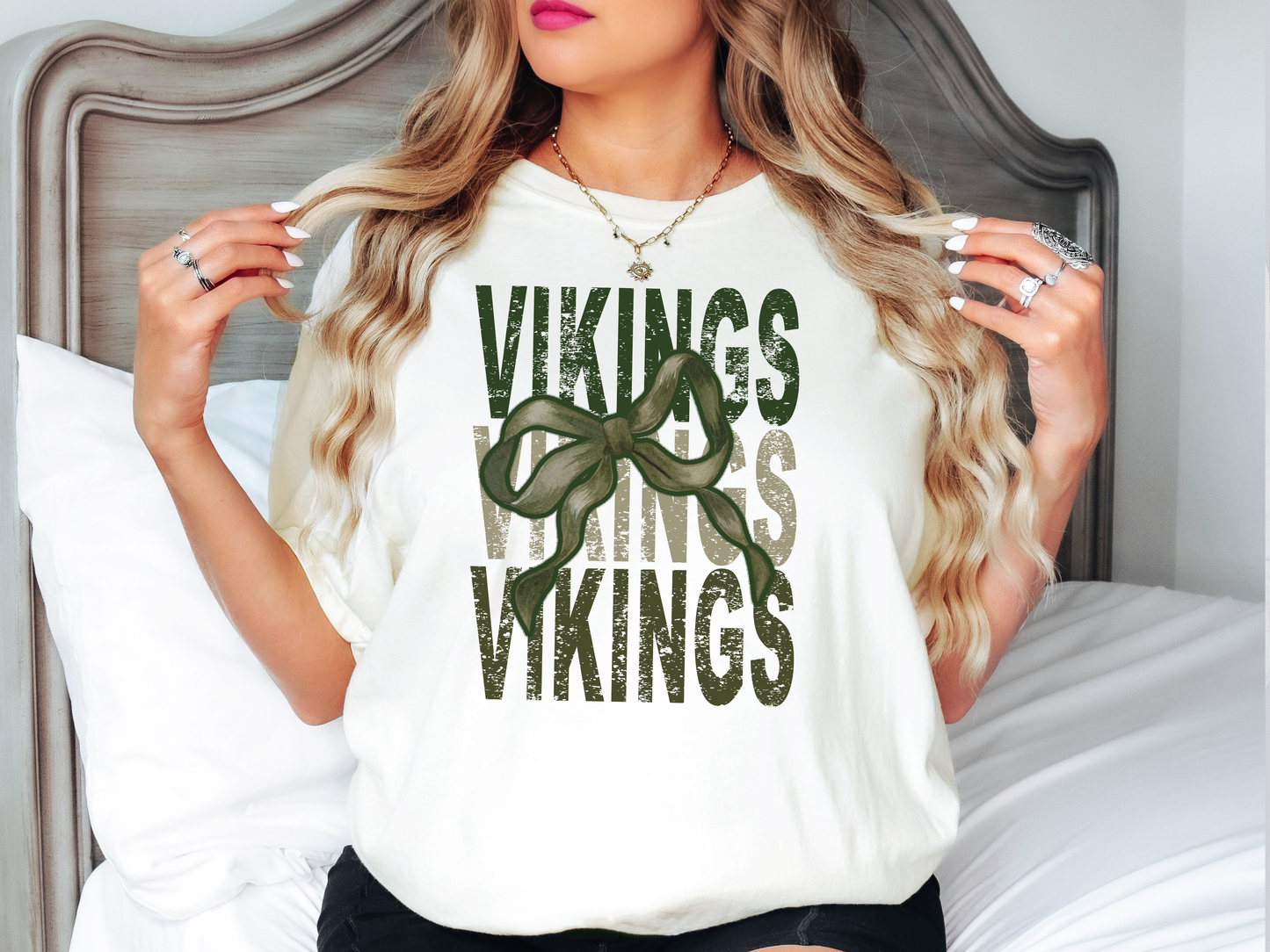 Vikings Repeat Camo Green Bow Digital Download
