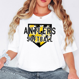 Yellow Black Antlers Splatter Camo Softball Digital Download