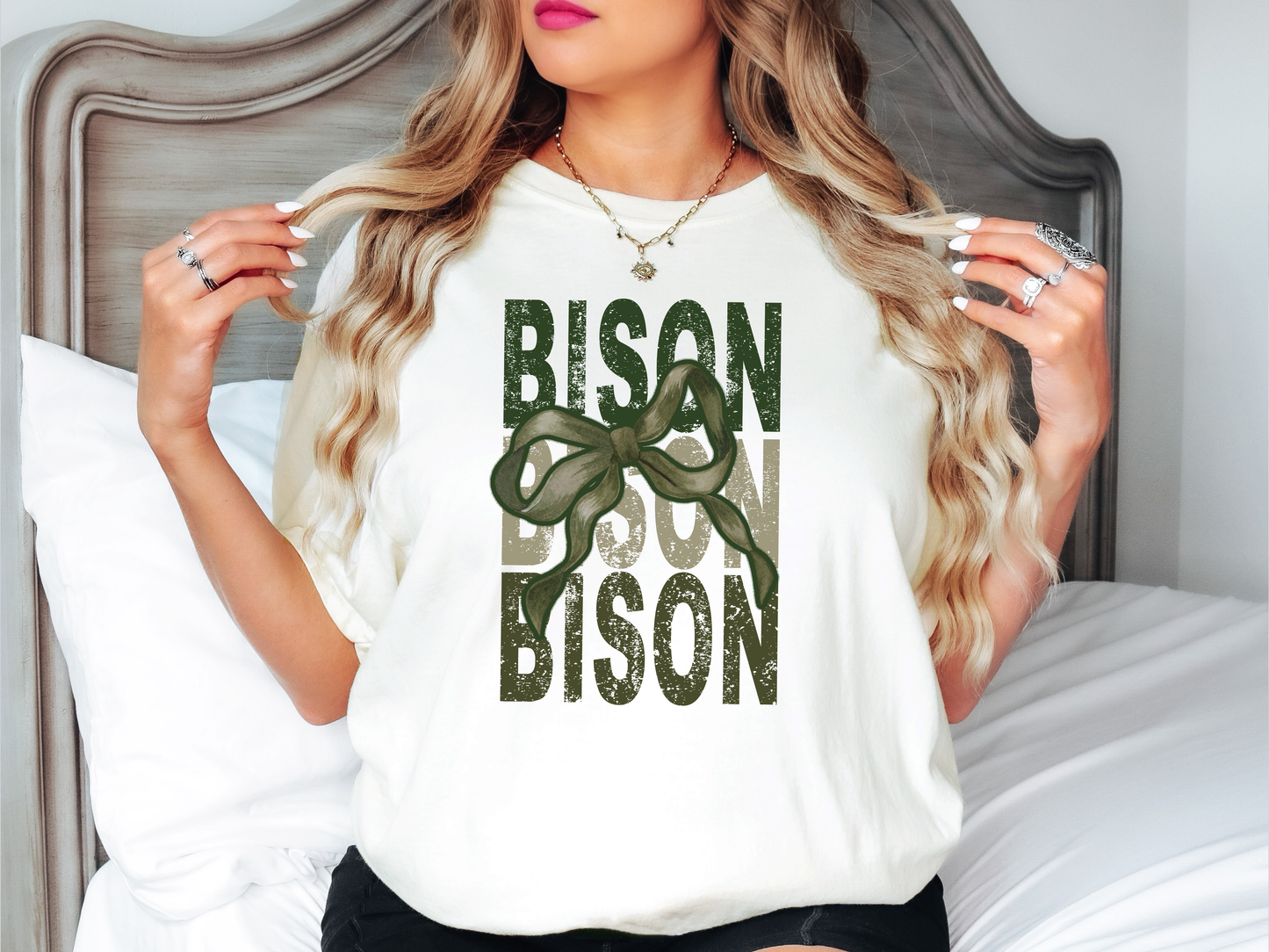 Bison Repeat Camo Green Bow Digital Download