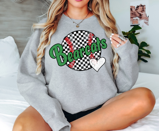 Bearcats Checker Baseball Heart Digital Download