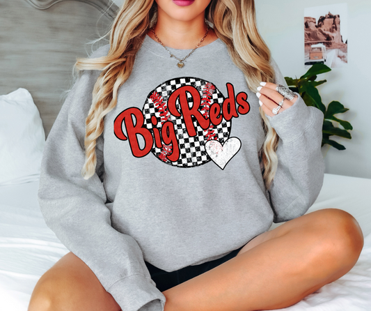 Big Reds Checker Baseball Heart Digital Download