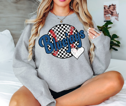 Bluejays Checker Baseball Heart Digital Download