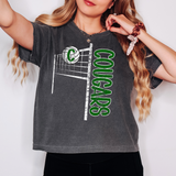 Cougars Team Volleyball Net Distressed Green Digital Download