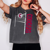 Cougars Team Volleyball Net Distressed Red/Royal Blue Digital Download