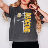 Dragons Team Volleyball Net Distressed Gold Digital Download