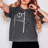 Mustangs Team Volleyball Net Distressed Black Digital Download