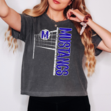 Mustangs Team Volleyball Net Distressed Royal Blue Digital Download