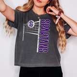 Spartans Team Volleyball Net Distressed Purple Digital Download