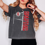 Spartans Team Volleyball Net Distressed Red Digital Download