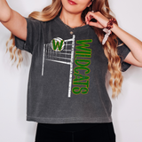 Wildcats Team Volleyball Net Distressed Green/Rusty Gold Digital Download