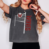 Wolves Team Volleyball Net Distressed Maroon/Light Gray Digital Download