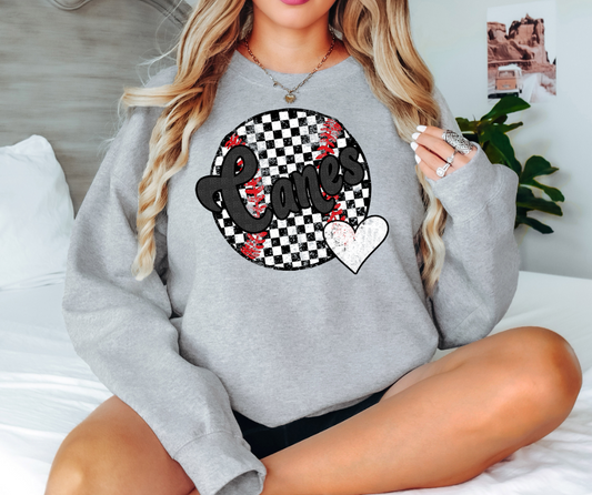 Canes Checker Baseball Heart Digital Download