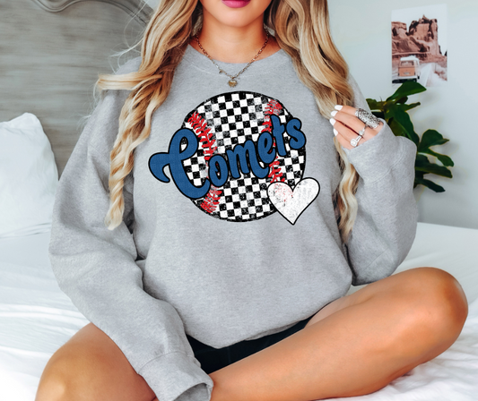 Comets Checker Baseball Heart Digital Download