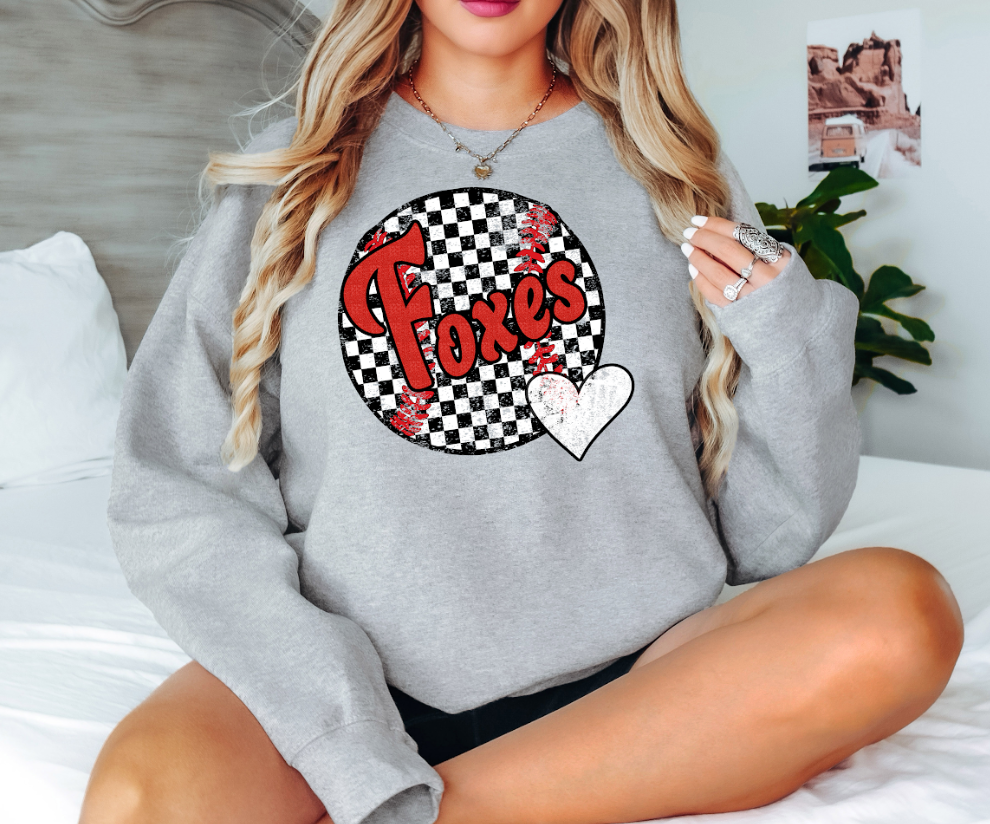 Foxes Checker Baseball Heart Digital Download