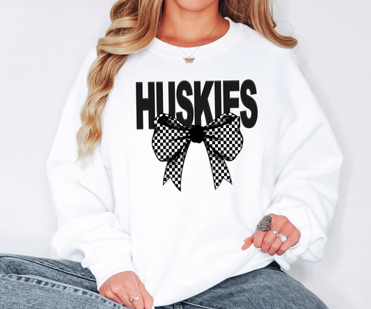 Huskies Coquette Checker Bow Digital Download