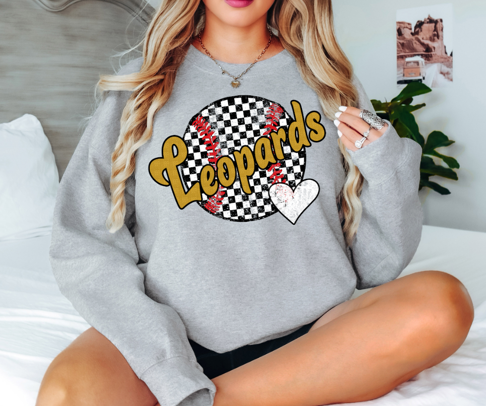 Leopards Checker Baseball Heart Digital Download