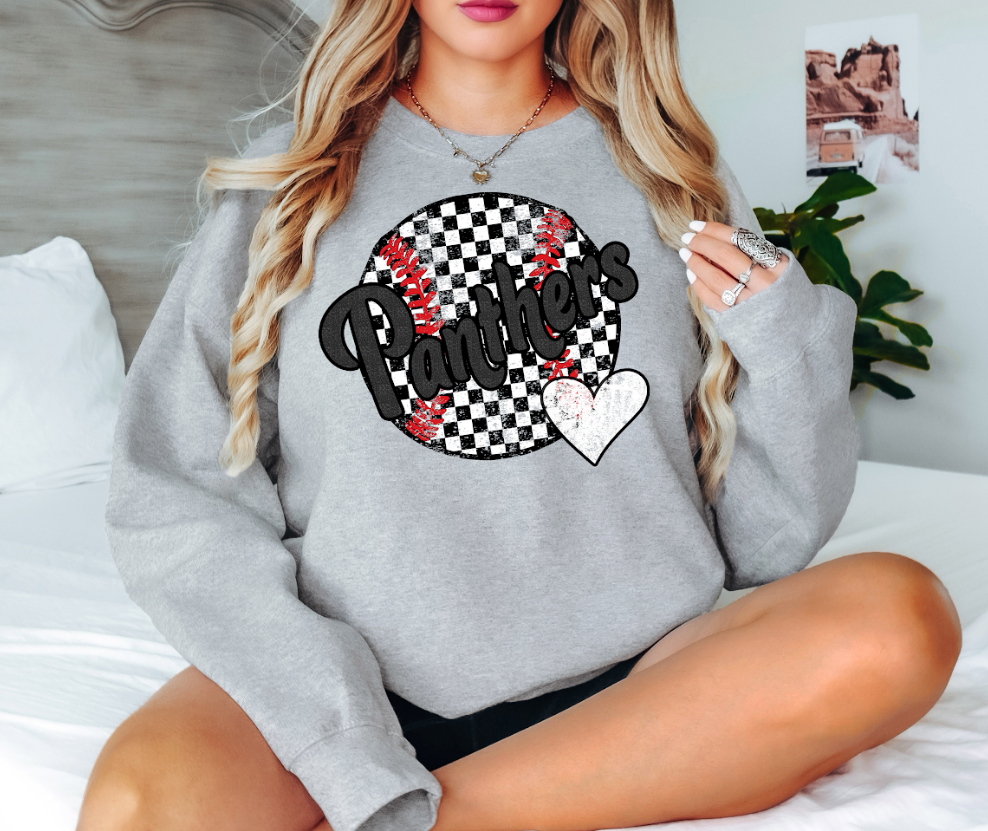 Panthers Checker Baseball Heart Digital Download