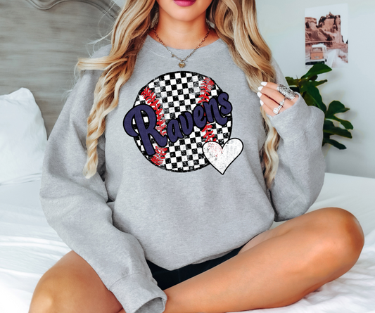 Ravens Checker Baseball Heart Digital Download