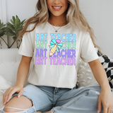 Art Teacher Bookworm Repeat Checker Pencil Digital Download