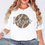 Beavers White & Black Leopard Baseball Grunge Digital Download