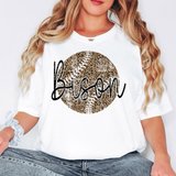 Bison Black & White Leopard Baseball Grunge Digital Download