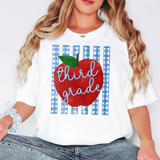 Third Grade Blue Plaid Stripes School Digital Download