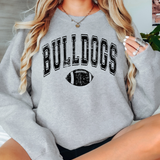 Bulldogs Football Arch Distressed Black PNG Digital Download.