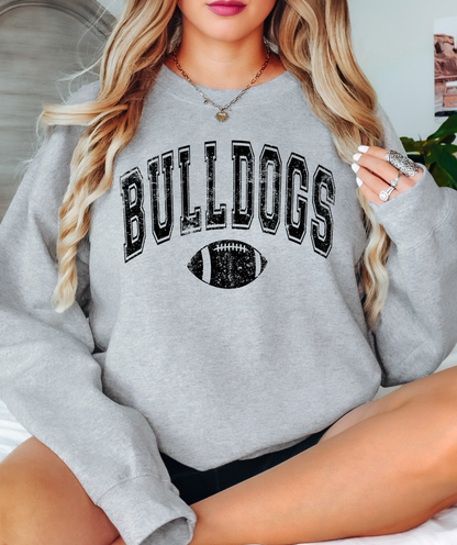 Bulldogs Football Arch Distressed Black PNG Digital Download.
