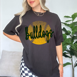 Bulldogs Dark Green Softball Halftone Digital Download