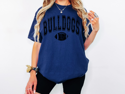 Bulldogs Football Arch Distressed Black PNG Digital Download.