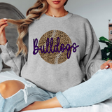 Bulldogs Leopard Baseball Purple & Black Digital Download