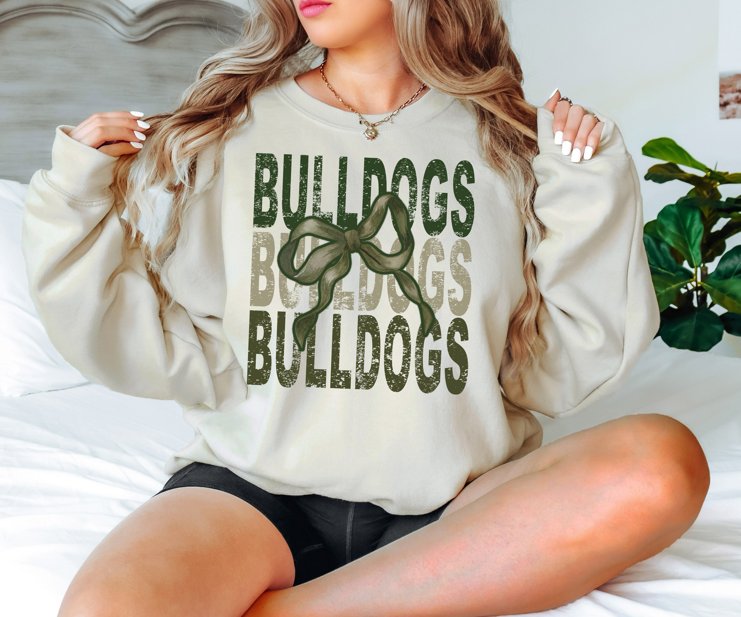 Bulldogs Repeat Camo Green Bow Digital Download