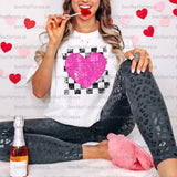 Distressed Checker Heart PNG Digital Download