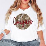 Cougars Red & Black Leopard Baseball Grunge Digital Download