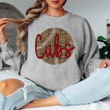 Cubs Leopard Baseball Red & Black Digital Download
