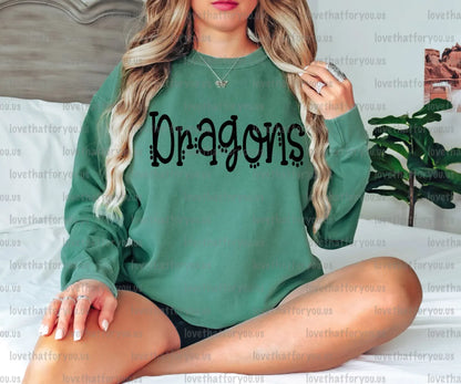 Dragons Dotted Doodle PNG Digital Download