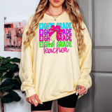 Eighth Grade Teacher Bookworm Repeat Pink Pencil Digital Download