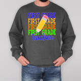 First Grade Teacher Bookworm Repeat Solid Pencil Digital Download