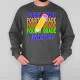 Fourth Grade Teacher Bookworm Repeat Solid Pencil Digital Download