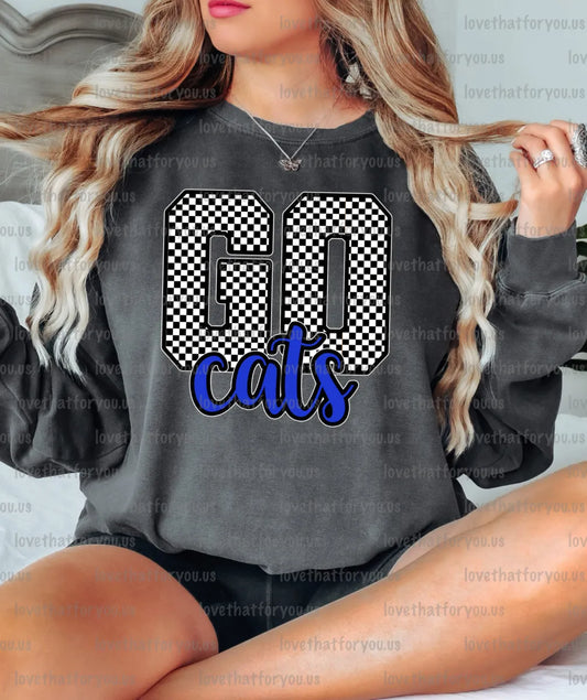 Go Cats Checker PNG Digital Download